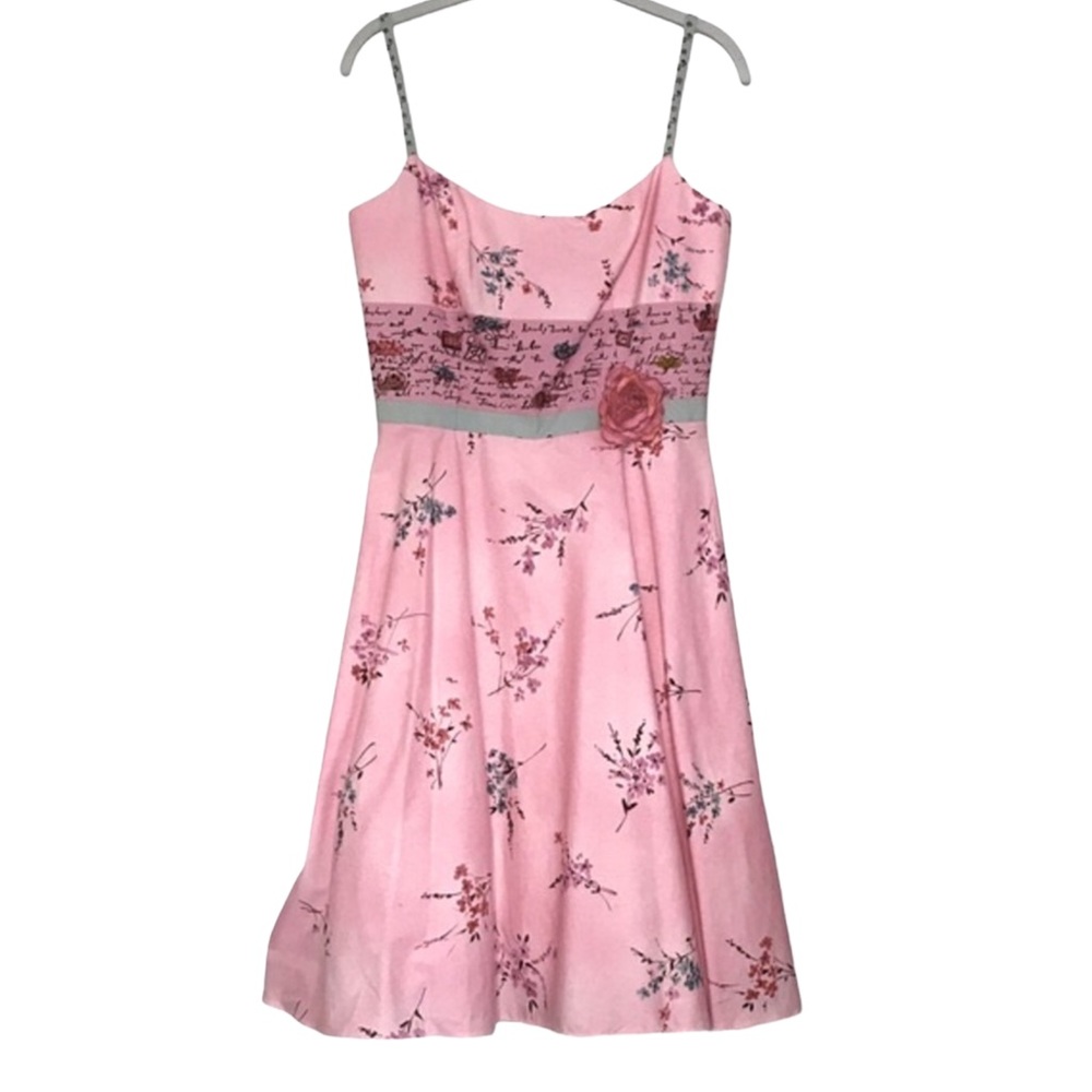 ABS New Bubblegum Pink Floral Spaghetti Strap Dress Size 8